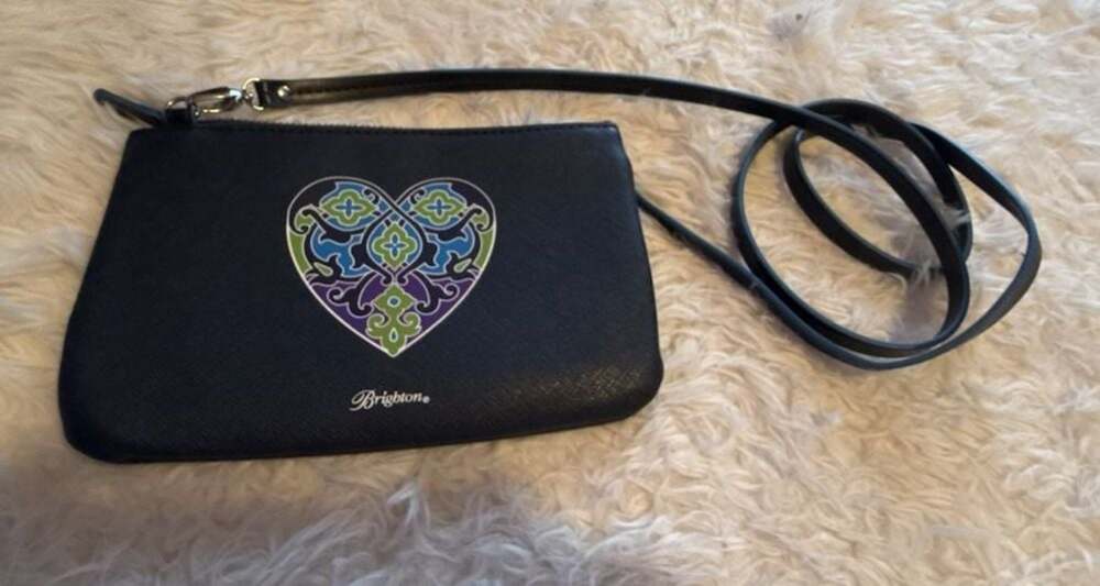Brighton Summer Heart Mini Crossbody Bag in Navy Saffiano Leather
